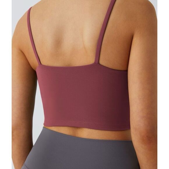 Halara Basic Padded Workout Cropped Tank Top in  Cordovan Burgundy Size S NWT - Picture 5 of 10